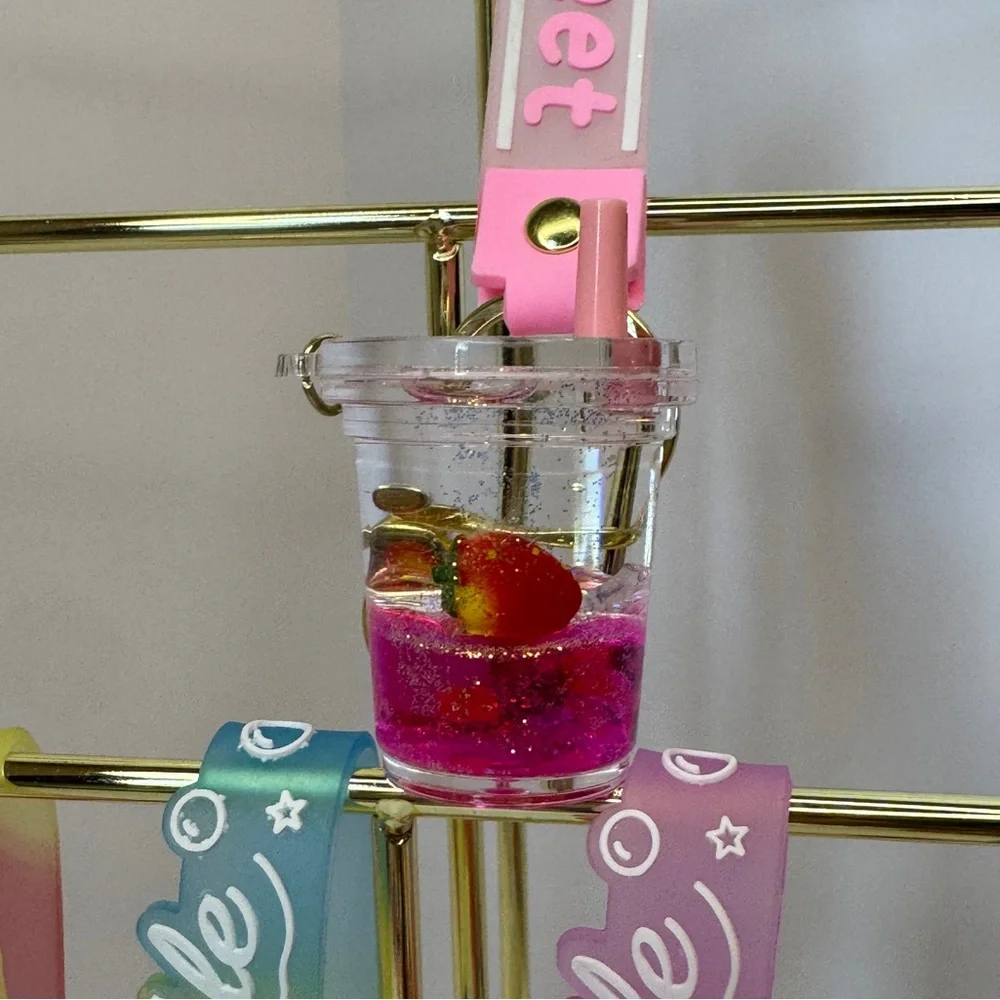 Boba Tea Liquid Sparkle Keychain/Bag Charms